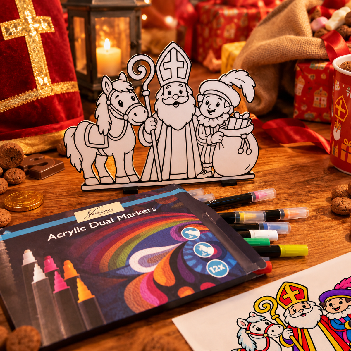 3D Sinterklaas Kleurplaat op voetjes