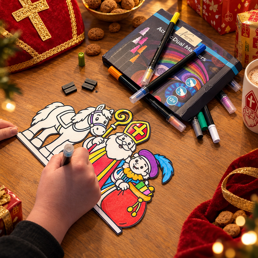 3D Sinterklaas Kleurplaat op voetjes
